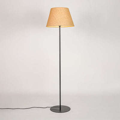 Fanny Linear Black Floor Lamp with Barrel Shade - Beige