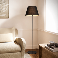 Fanny Linear Black Floor Lamp with Barrel Shade - Black