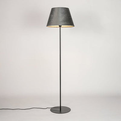 Fanny Linear Black Floor Lamp with Suede Shade - Black