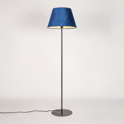 Fanny Linear Black Floor Lamp with Suede Shade - Blue