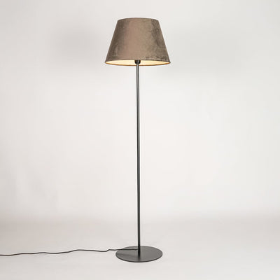 Fanny Linear Black Floor Lamp with Suede Shade - Dark Grey