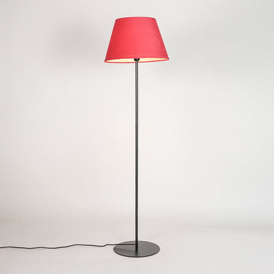 Fanny Linear Black Floor Lamp with Suede Shade - Red