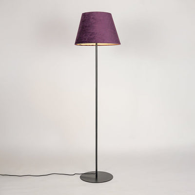 Fanny Linear Black Floor Lamp with Velvet Shade - Purple