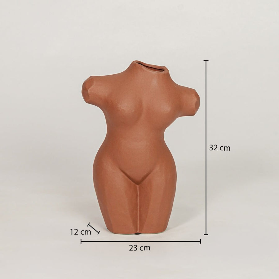female torso decorative vase brown dimensions