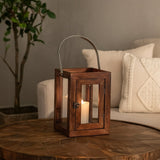 Fibrous Brown Wooden Lantern - Small