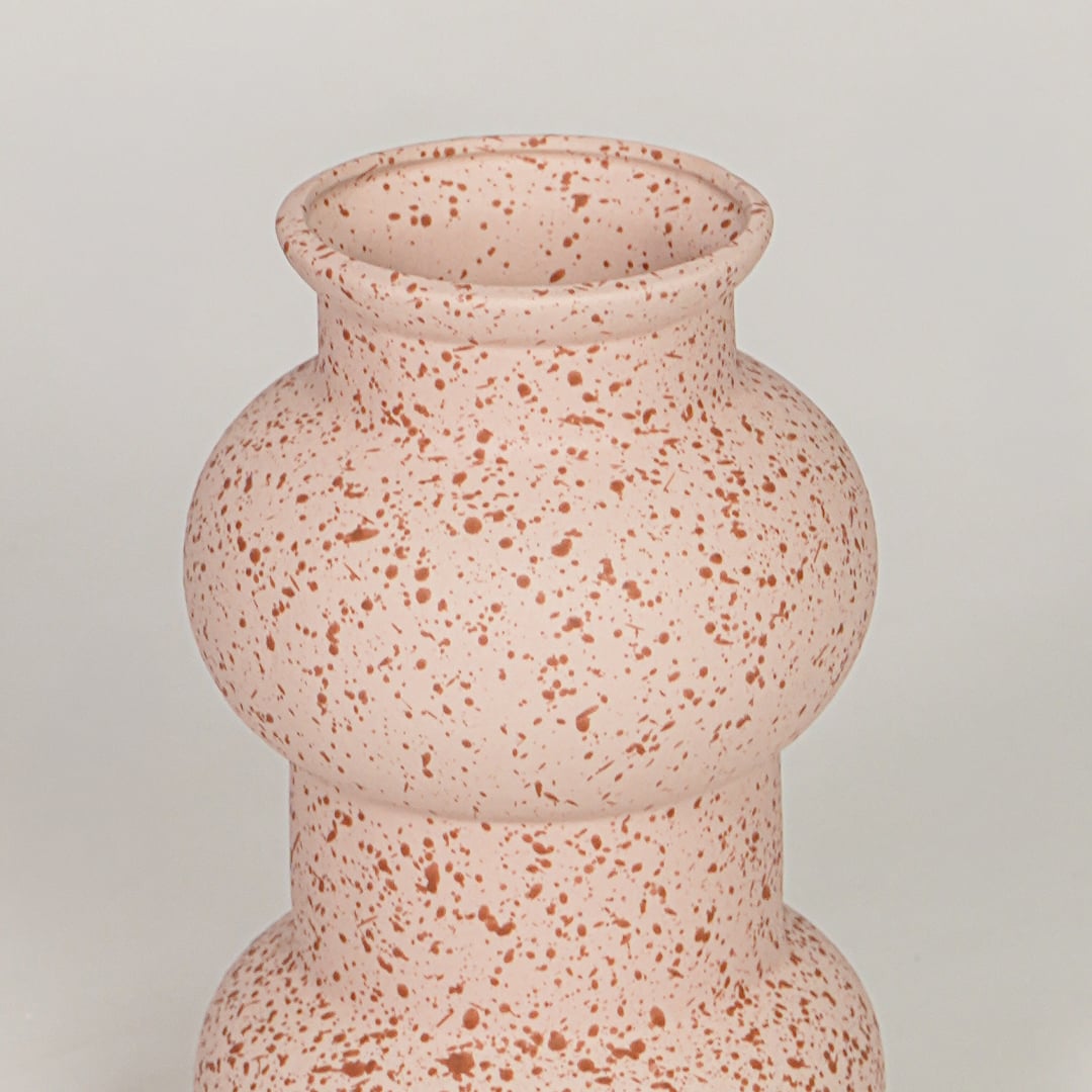 flagon ceramic vase pink closeup