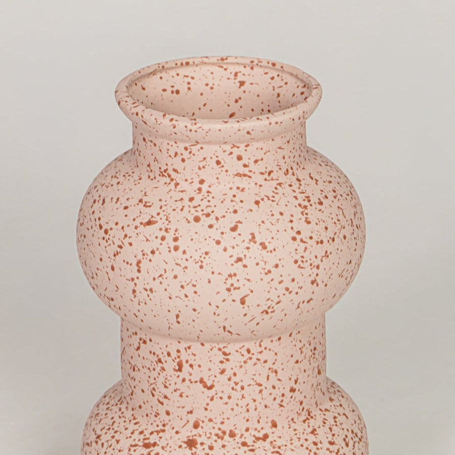 flagon ceramic vase pink closeup