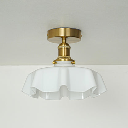 Modern white glass and gold metal ceiling light for classic bedroom and luxury interior decor styling spaces.