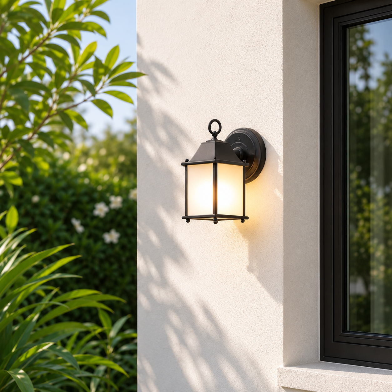 Float Outdoor Wall Light - White Glass