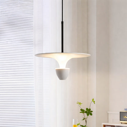 Flying Saucer Pendant Light - White