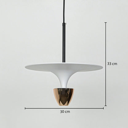 Modern white pendant light with 18cm height and 36cm width for elegant dining room decor styling.