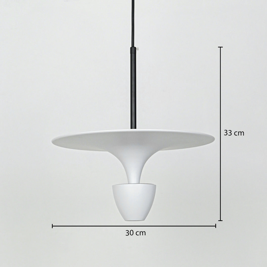 Modern white pendant light with 18cm height and 36cm width for stylish dining room decor inspiration.