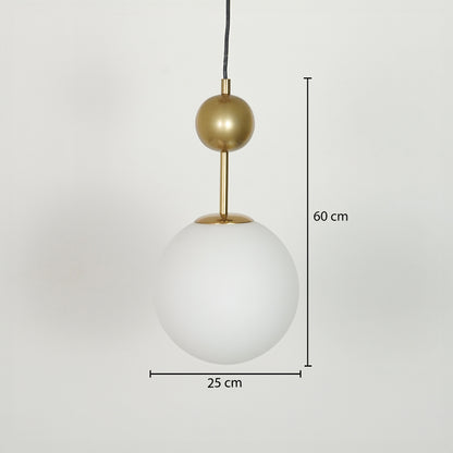 Frosted Glass Globe Gold Metal Pendant Light