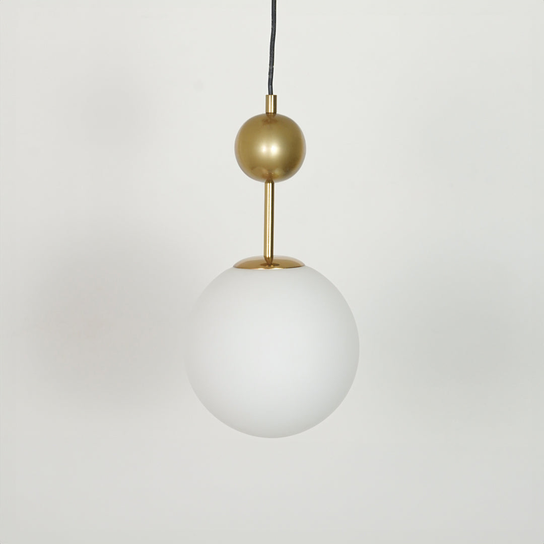 Frosted Glass Globe Gold Metal Pendant Light