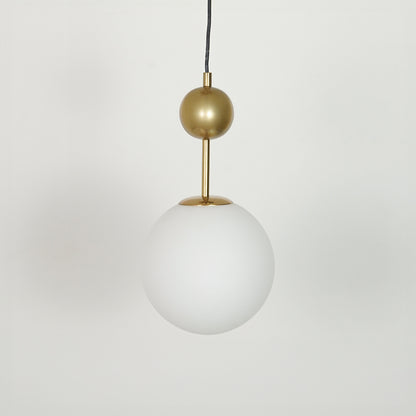 Frosted Glass Globe Gold Metal Pendant Light