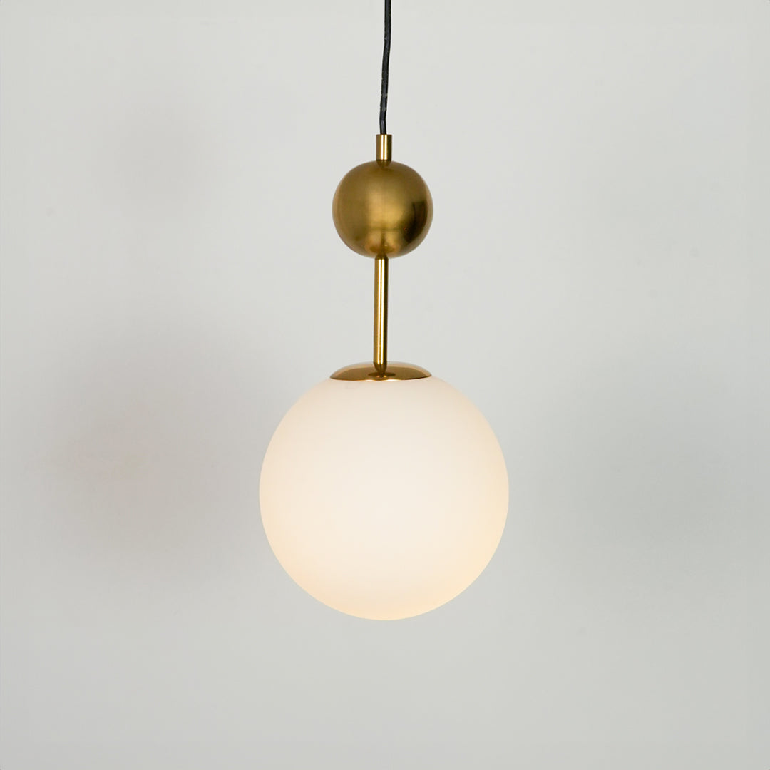 Frosted Glass Globe Gold Metal Pendant Light