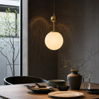 Frosted Glass Globe Gold Metal Pendant Light