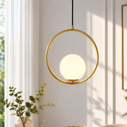 Frosted Glass Pendant Light - Gold