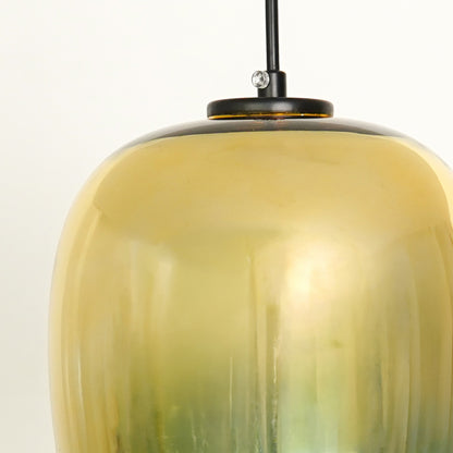 Frozen Lake Effect Glass Pendant Lamp - Metallic Yellow