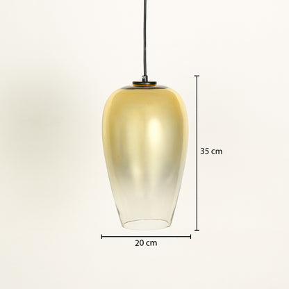 Frozen Lake Effect Glass Pendant Lamp - Metallic Yellow