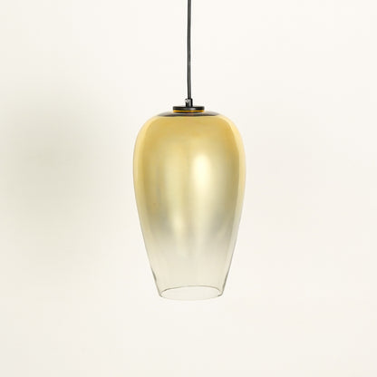 Frozen Lake Effect Glass Pendant Lamp - Metallic Yellow
