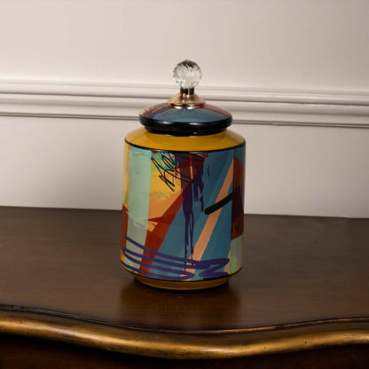 Geometric Pattern Ceramic Jar - Large