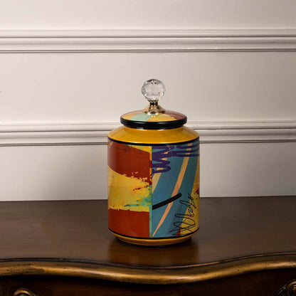 Geometric Pattern Ceramic Jar - Small
