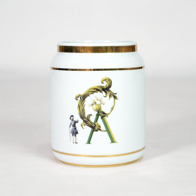 Ginori Monogram Porcelain Trinket Vase