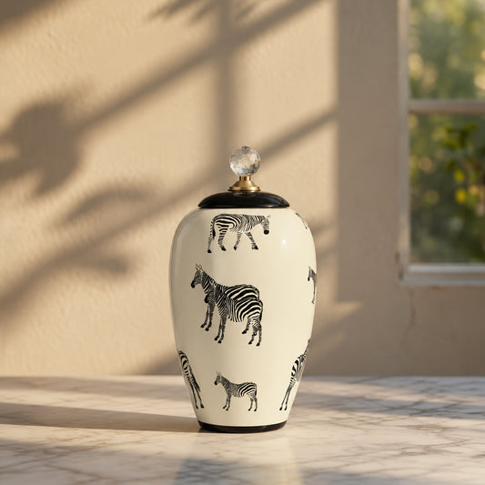 Glam Zebra Ceramic Ginger Jar - Large