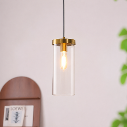 Glass Drum Shade Hanging Pendant Lamp