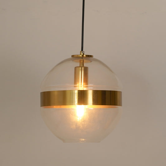 Glass Globe Gold Metal Hanging Pendant Light