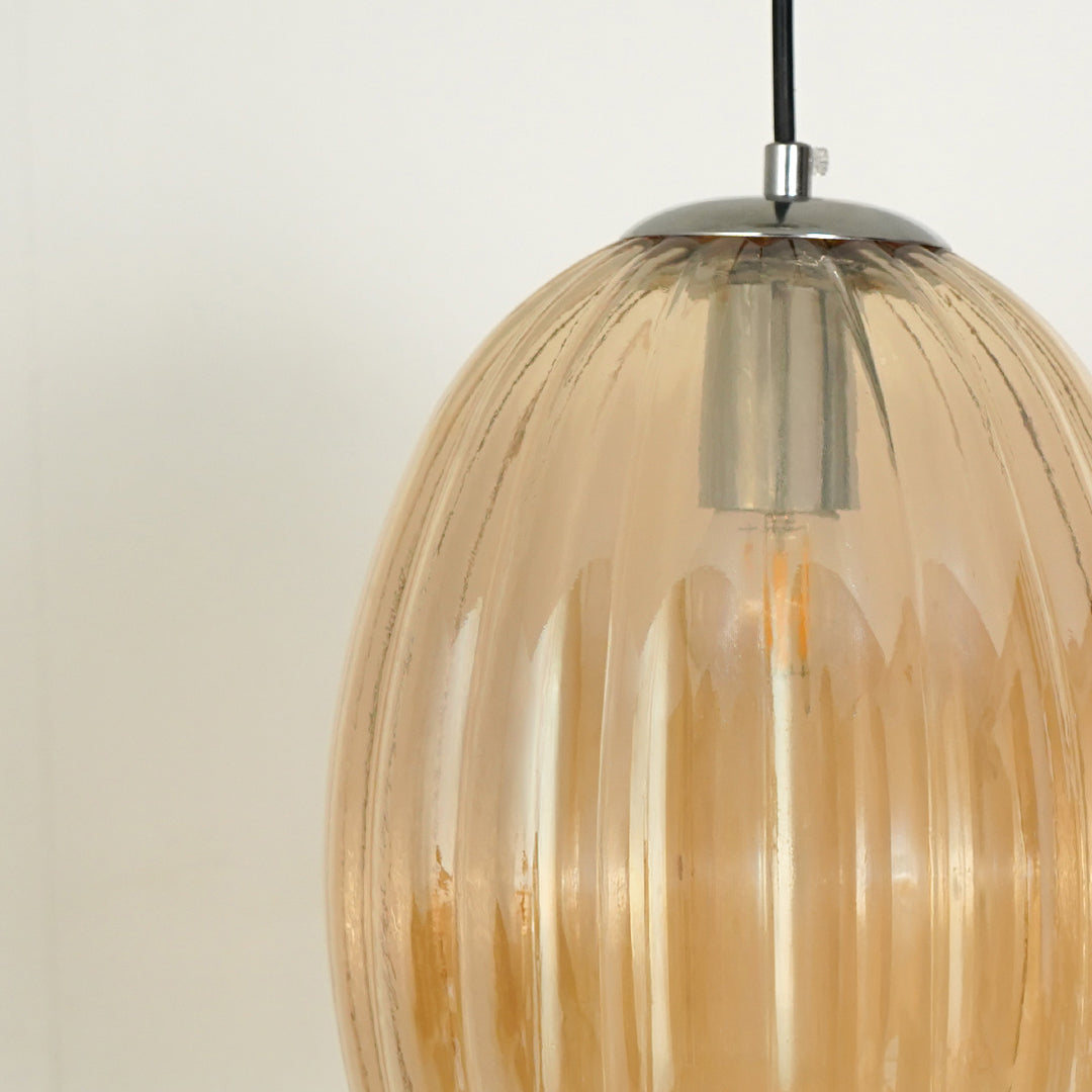 Glass Pendant Light - Oval & Amber