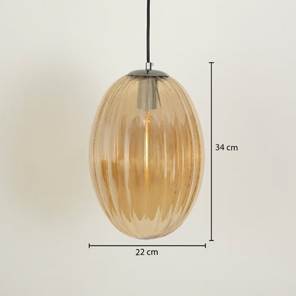 Glass Pendant Light - Oval & Amber