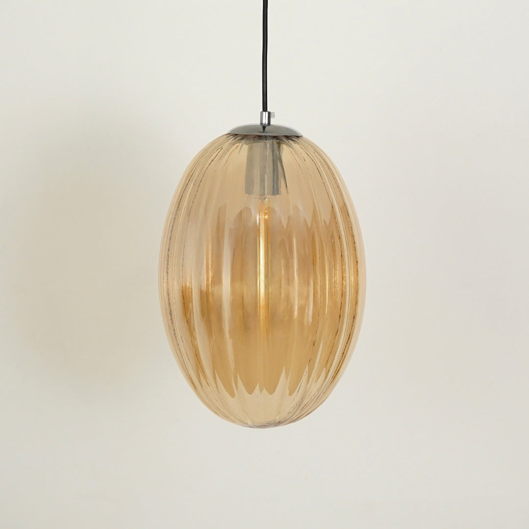 Glass Pendant Light - Oval & Amber