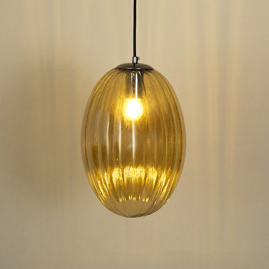 Glass Pendant Light - Oval & Amber