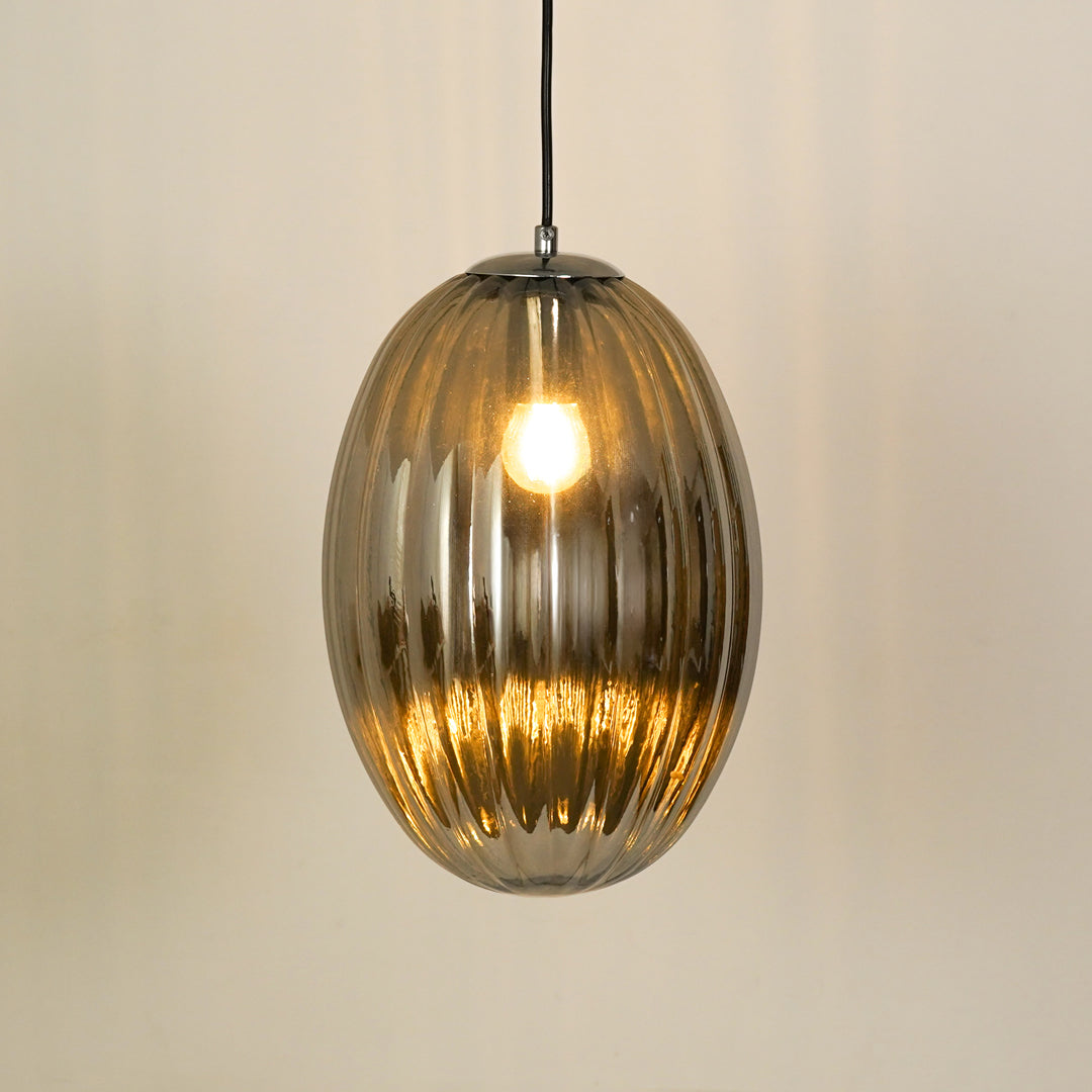 Glass Pendant Light - Oval & Black