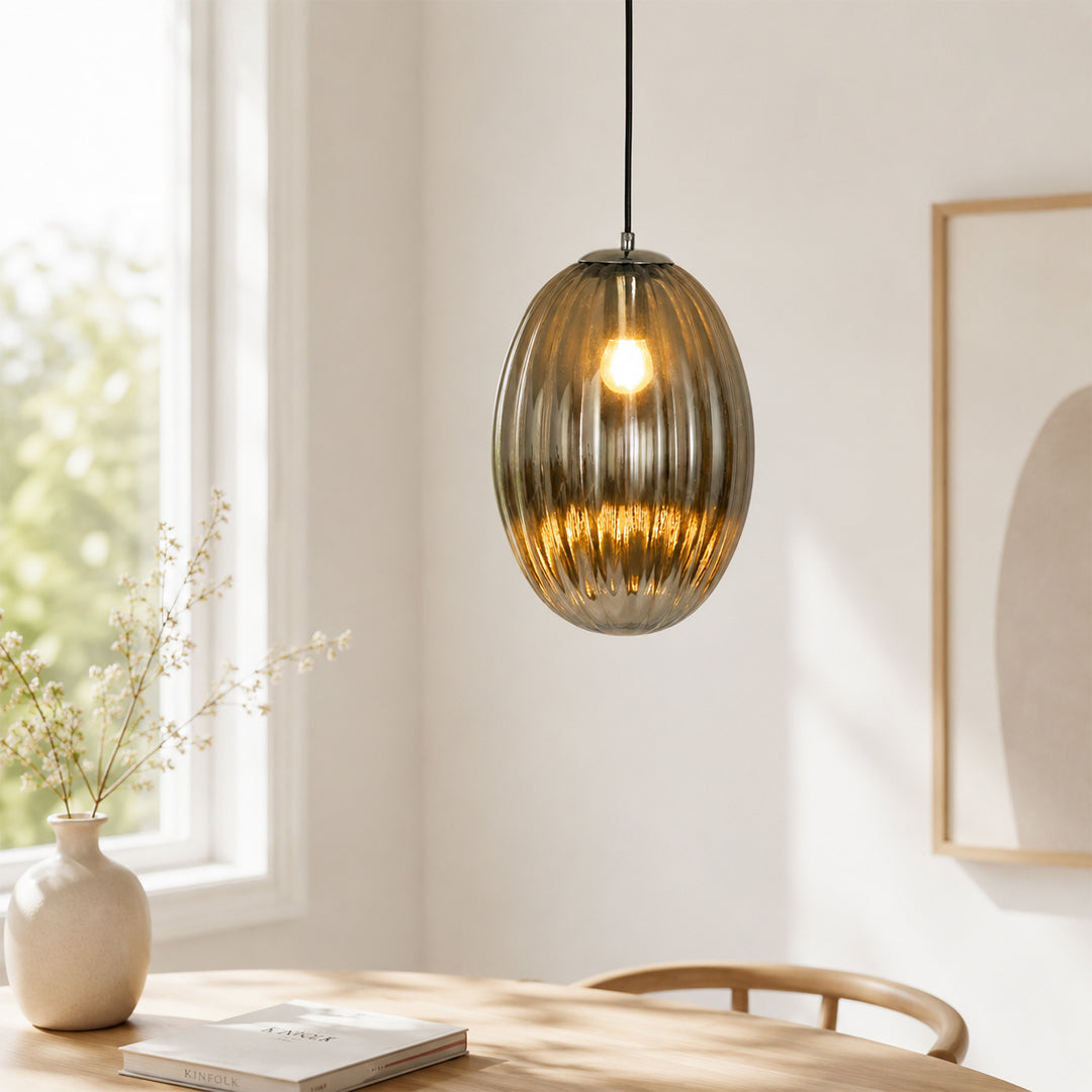 Glass Pendant Light - Oval & Black