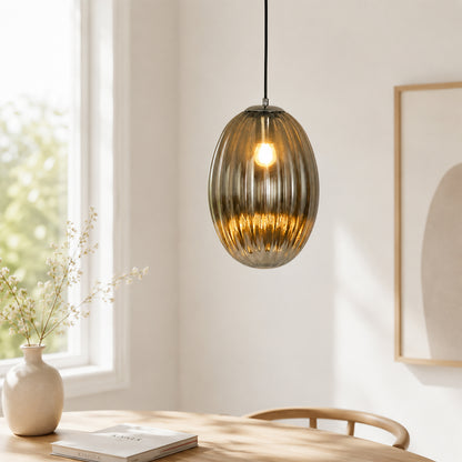 Glass Pendant Light - Oval & Black