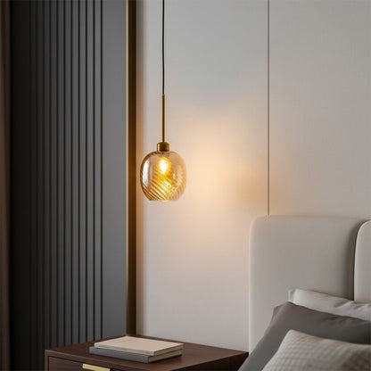 glimmer glow gold glass hanging pendant lamp oval shade main lifestyle