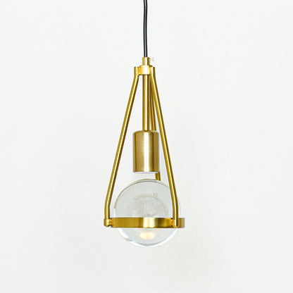 Textured clear glass and gold metal pendant light designed for stylish contemporary interior spaces.