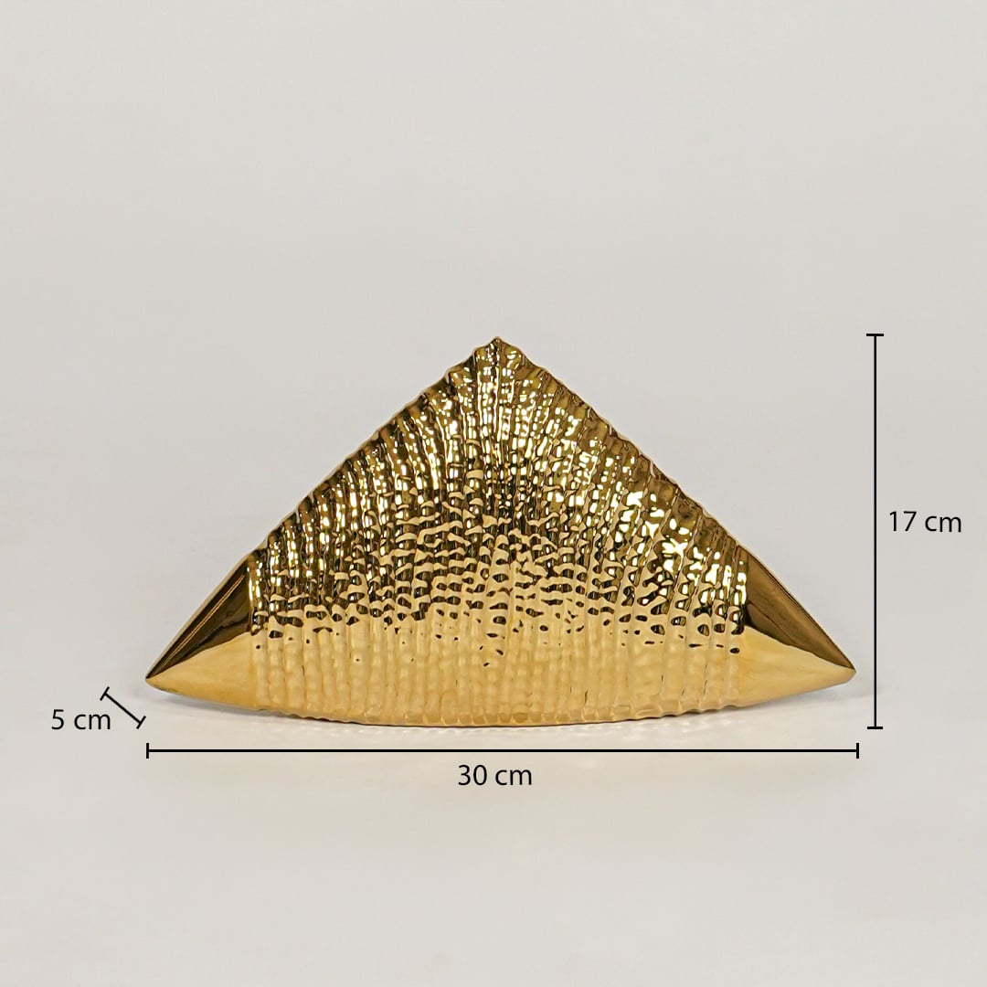 gold striped ceramic triangle table decor large dimensions