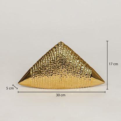 gold striped ceramic triangle table decor large dimensions