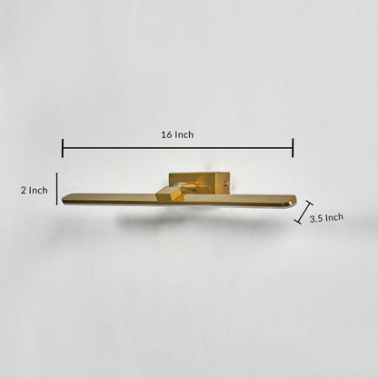 Slim gold metal decor accent shown with clear width measurement suitable for shelf styling modern tabletop or console placement.