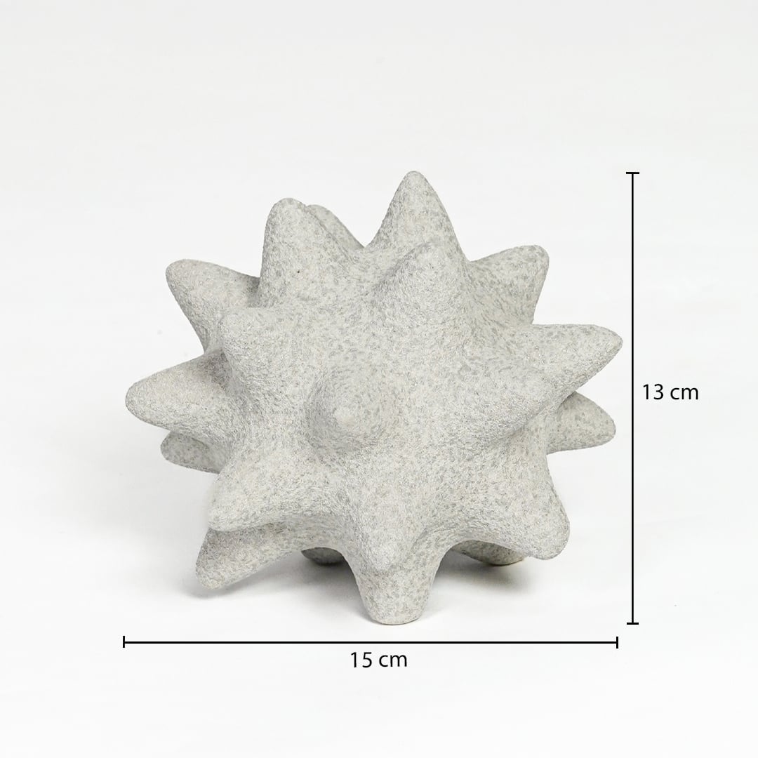 White ceramic star shaped decorative object measuring 13 cm height and 15 cm width ideal for modern tabletop decor styling.