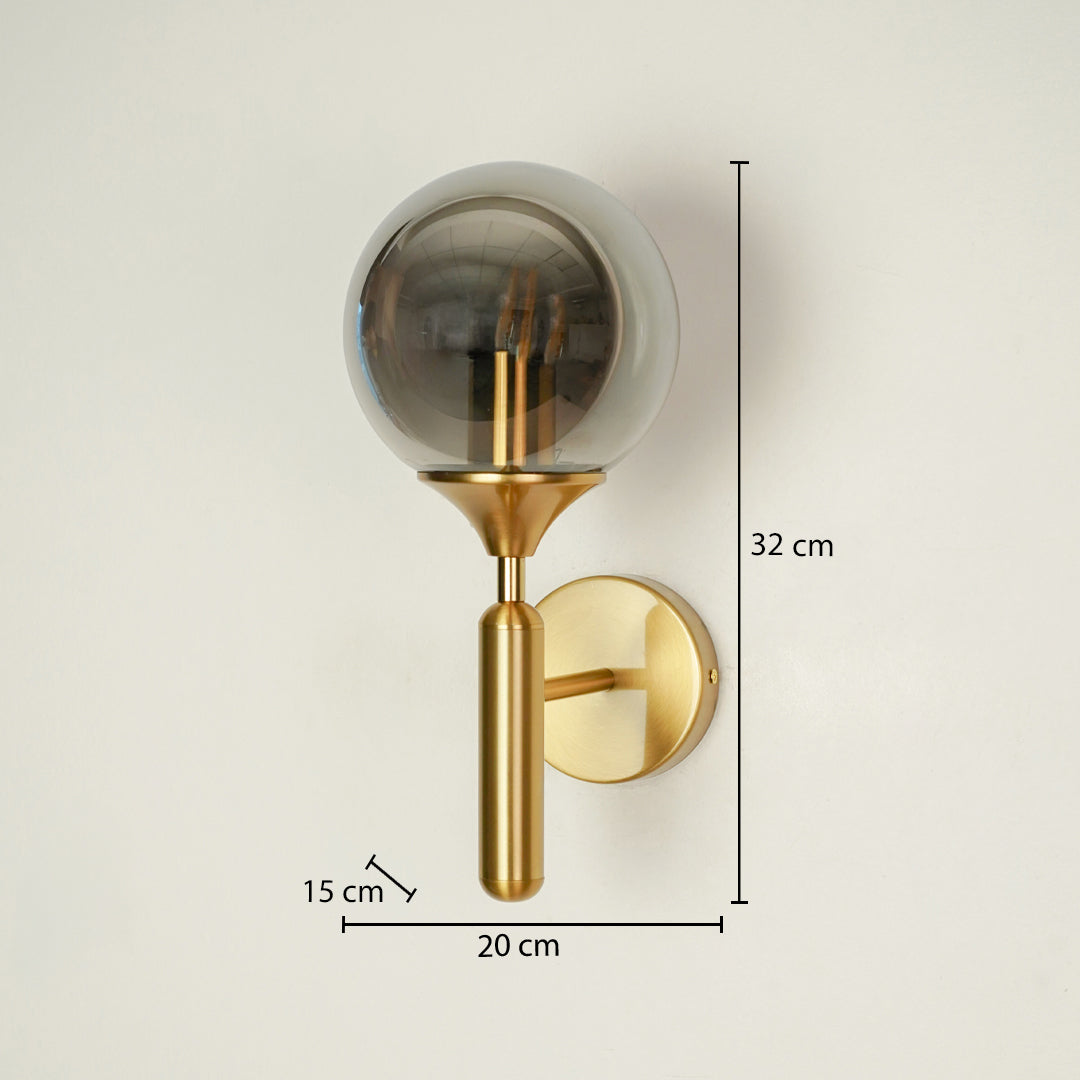 Smoky Grey Round Glass Wall Sconce