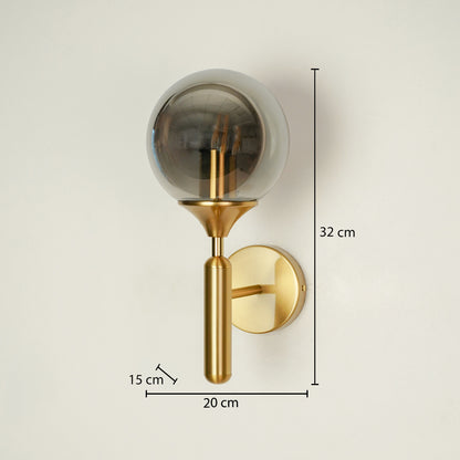 Smoky Grey Round Glass Wall Sconce