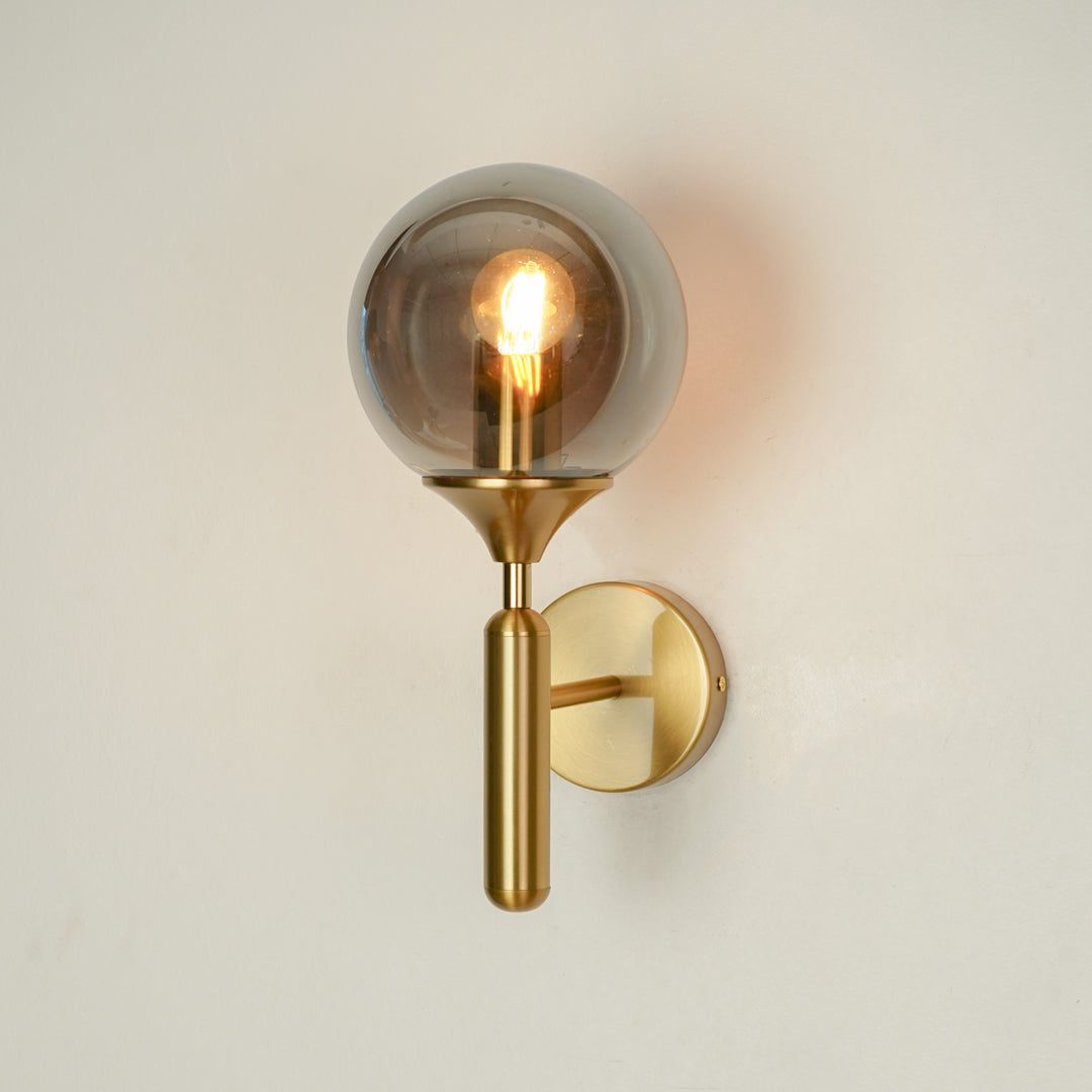 Smoky Grey Round Glass Wall Sconce
