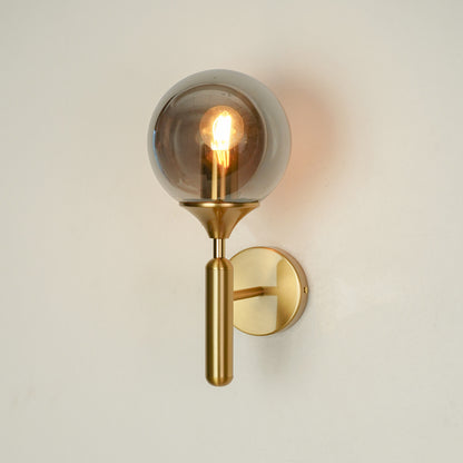 Smoky Grey Round Glass Wall Sconce
