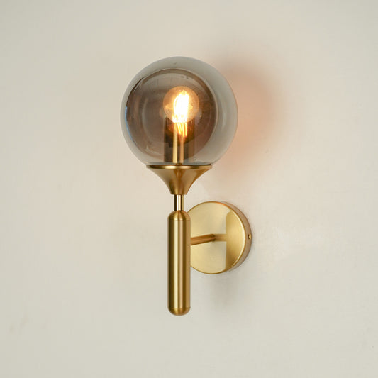 Smoky Grey Round Glass Wall Sconce