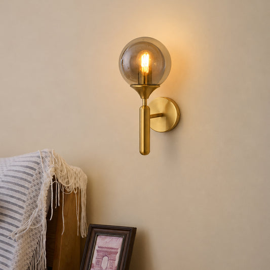 Smoky Grey Round Glass Wall Sconce